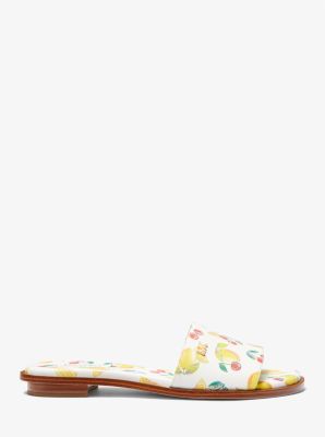 Deanna Sequined Fruit Print Slide Sandal