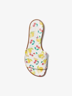 Deanna Sequined Fruit Print Slide Sandal