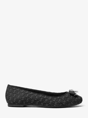 Honey Logo Embossed Washed Denim Ballet Flat