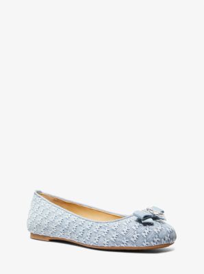 Honey Logo Embossed Washed Denim Ballet Flat image number 0