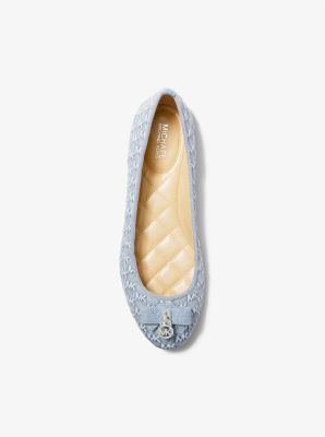 Honey Logo Embossed Washed Denim Ballet Flat