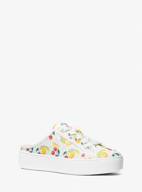 Shop Michael Kors Poppy Fruit Print Logo Slip-on Sneaker In White