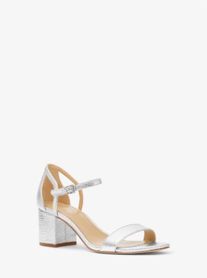 Simone Metallic Lizard Embossed Block-Heel Sandal image number 0