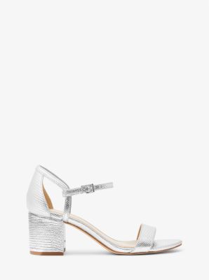 Simone Metallic Lizard Embossed Block-Heel Sandal image number 1