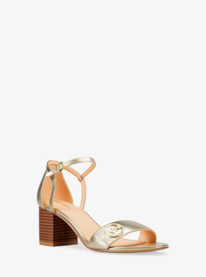 Hannah Metallic Block Heel Sandal