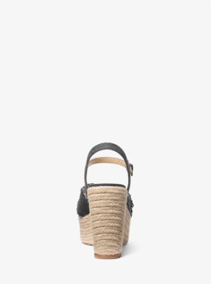 Hannah Denim Wedge Sandal in BLACK WASH | Michael Kors