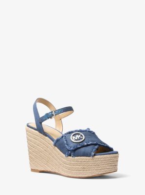 Michael Kors Hannah Denim Wedge Sandal In Blue