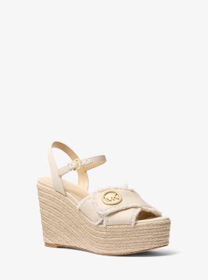 Michael Kors Hannah Denim Wedge Sandal In Neutral