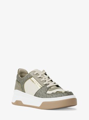 Michael Kors Lexi Mixed-media Sneaker In Green