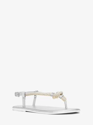 Holly Rope-Trim Metallic Sandal | Michael Kors