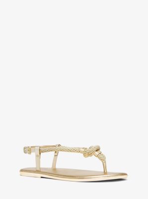 Holly Rope-Trim Metallic Sandal | Michael Kors