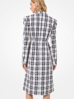 Embroidered Tartan Wool and Cotton Coat