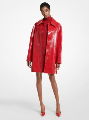 Red patent leather coat sale