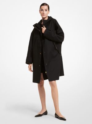 Crinkled Cotton Blend Anorak in BLACK | Michael Kors