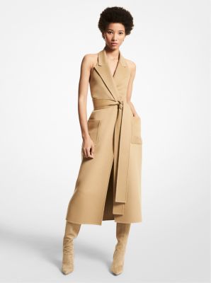 Double Faced Cashgora Halter Wrap Dress