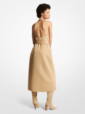 Double Faced Cashgora Halter Wrap Dress