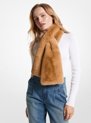Faux Fur Pull-Through Scarf in LUGGAGE | Michael Kors