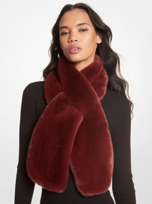 Faux Fur Pull-Through Scarf in MERLOT | Michael Kors