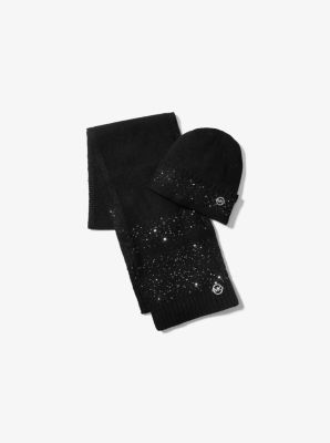Sequined Beanie Hat And Scarf Set 