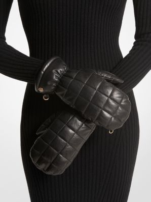 Quilted Leather Mittens image number 1