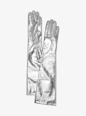 MK Leather Opera Gloves - Silver - Michael Kors MICHAEL Michael Kors