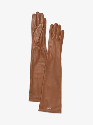 MK Leather Opera Gloves - Brown - Michael Kors MICHAEL Michael Kors