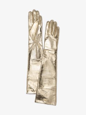 MK Leather Opera Gloves - Gold - Michael Kors MICHAEL Michael Kors