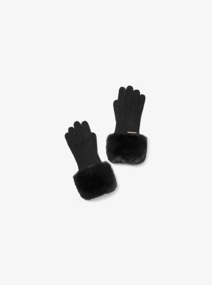 Faux Fur-Trim Knit Gloves image number 0