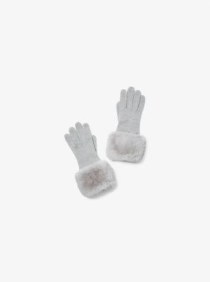 Gants en tricot bordés de fausse fourrure