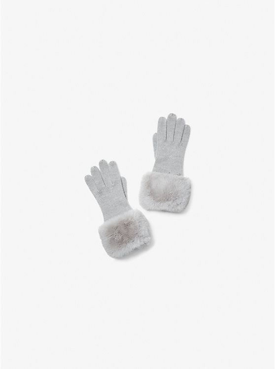 Faux Fur-Trim Knit Gloves image number 0