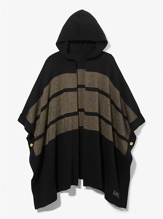 Metallic Knit Hooded Poncho image number 0