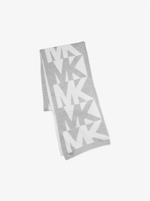 Logo Intarsia Knit Beanie and Scarf Set in PEARL GREY | Michael Kors