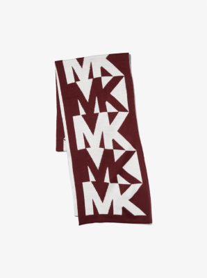 Logo Intarsia Knit Beanie and Scarf Set in MERLOT | Michael Kors