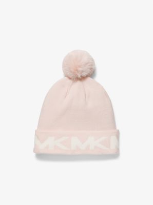 Logo Intarsia Knit Beanie and Scarf Set in SOFT PINK | Michael Kors