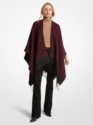 Logo Jacquard Fringed Poncho | Michael Kors Canada [CA]