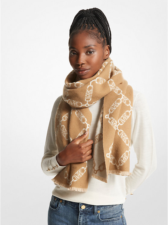 Reversible Empire Logo Jacquard Wool and Cashmere Scarf image number 1