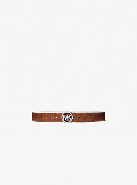 mk ceinture réversible effet crocodile en relief avec logo - marron - michael kors