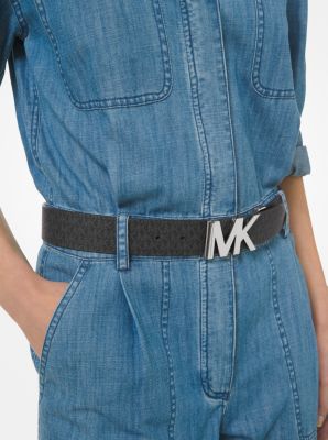 Michael Kors Mk Signature Monogram Logo Gold Buckle Belt Brown Size Large  at  Women's Clothing store: Handbags