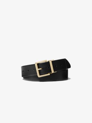 Classic Black Faux Leather Sqaure Buckle Belt