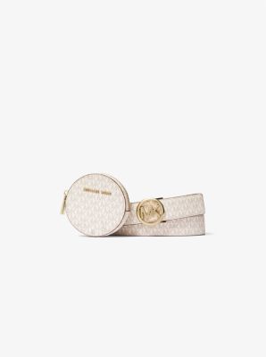 NEW MICHAEL KORS LOGO BELT WITH POUCH 558641 SIZE M , L OR XL