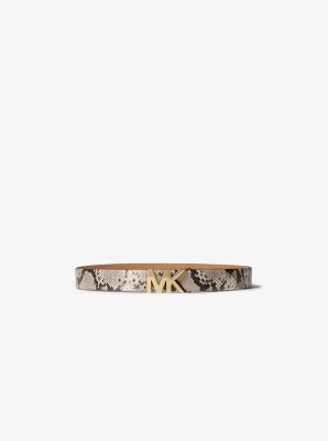 Python Embossed Leather Waist Belt in SAND | Michael Kors