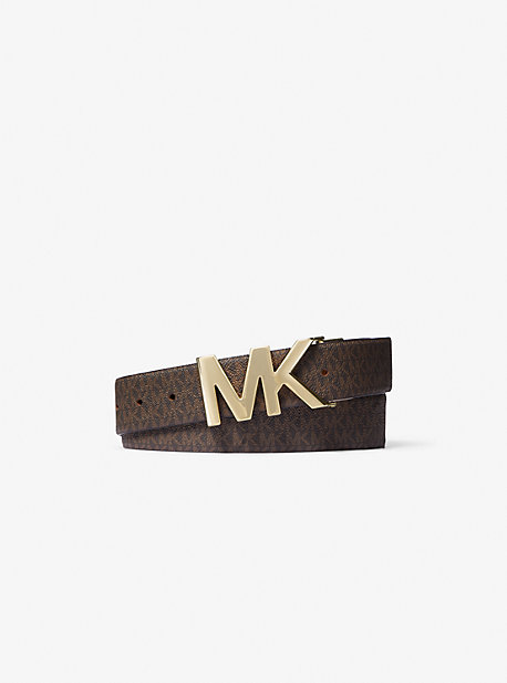 Shop Michael Kors 4-in-1 Logo Box Belt Set In Brown