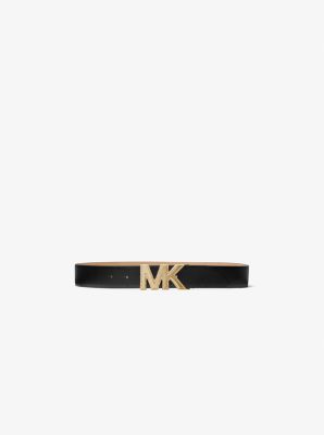 Embellished Logo Leather Waist Belt