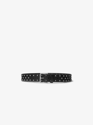 Leather Embellished Belt (White)