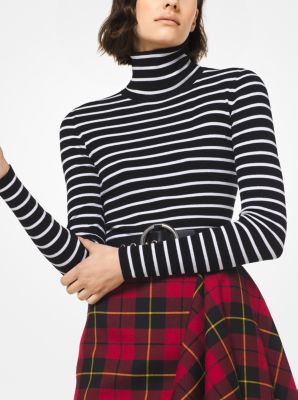 Striped Stretch-Viscose Turtleneck