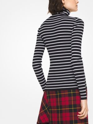 Striped Stretch-Viscose Turtleneck