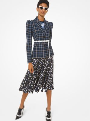 Striped Stretch-Viscose Short-Sleeve Bodysuit in CADET | Michael Kors