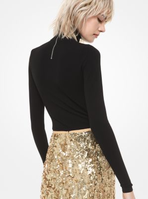 Stretch-Viscose Turtleneck Bodysuit