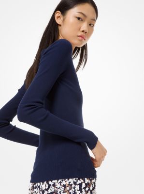 Ribbed Stretch-Viscose Top in MARITIME | Michael Kors