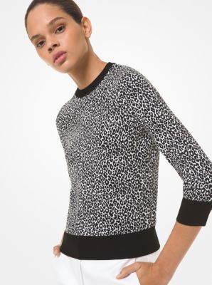 Crew-neck sweater with jacquard-woven pattern